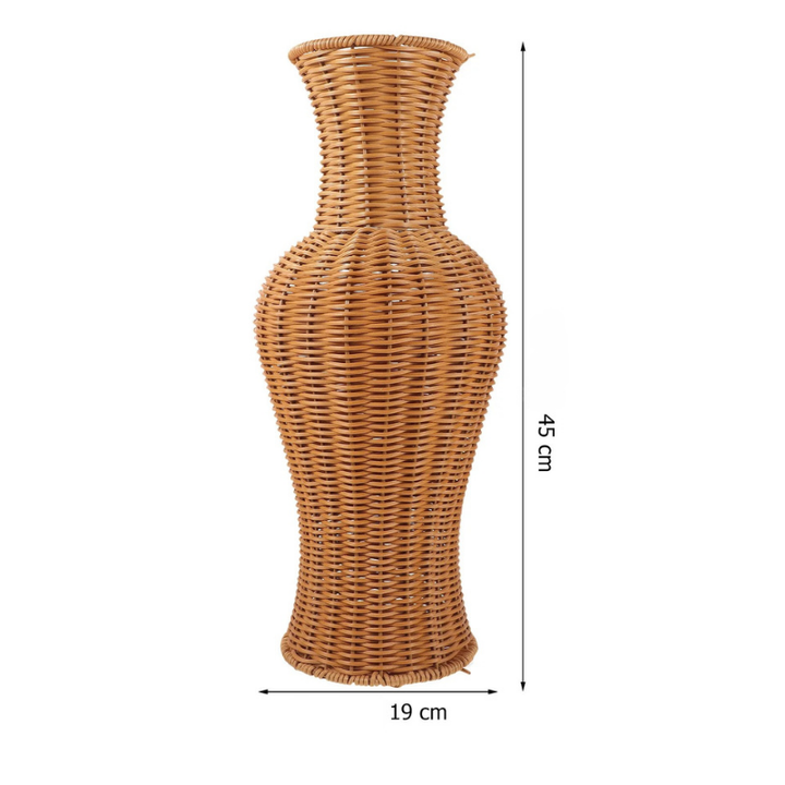 Grand Vase à Poser au Sol en Rotin Tressé | Style Naturel et Bohème