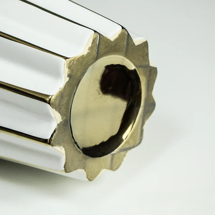 Vase à Fleurs Nordique Blanc | Céramique et Dorures Élégantes