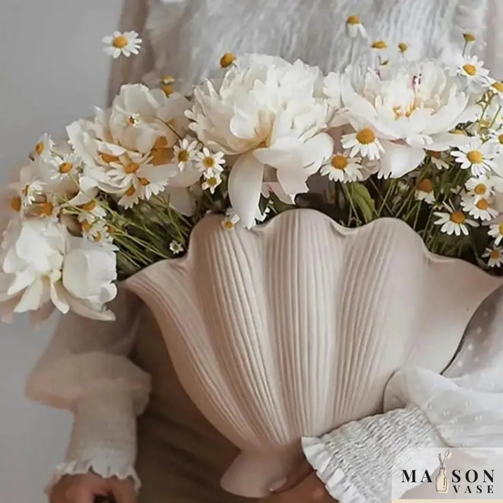 Vase en Céramique Coquillage Minimaliste, Décoratif et Moderne