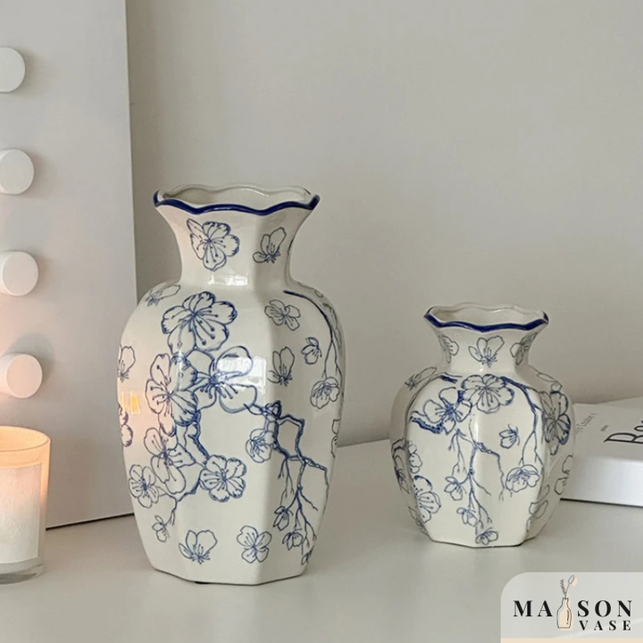 Vase en Céramique Blanc au Style Chinois | Décoratif et Vintage