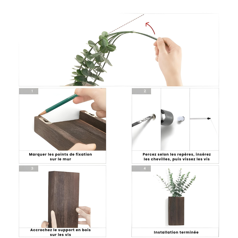 Petit Vase Mural en Bois | Décoratif, Boho, Rustique et Moderne