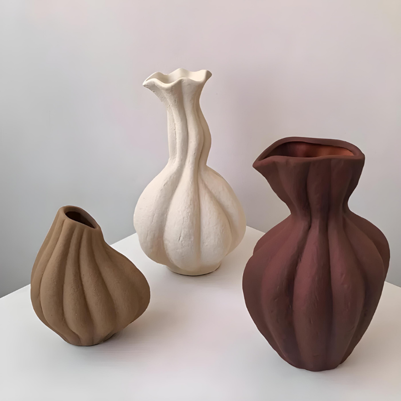 Vase Décoratif en Céramique Wabi-Sabi | Style Moderne et Artisanal