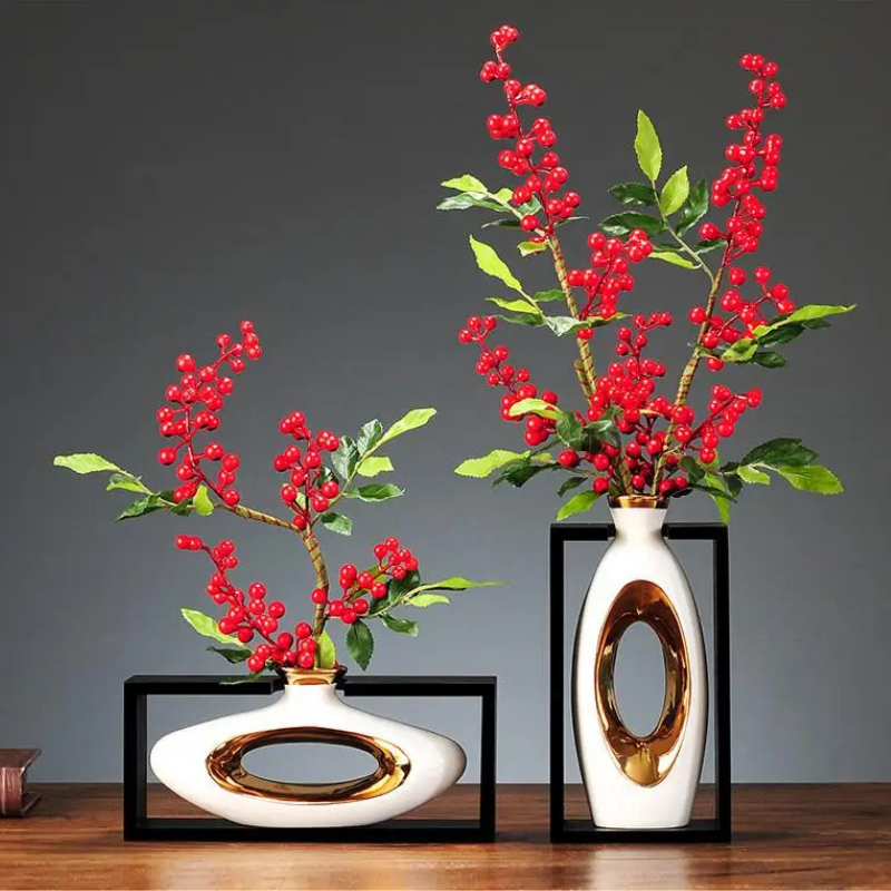 Vase Chinois en Céramique avec Cadre | Élégance Rétro