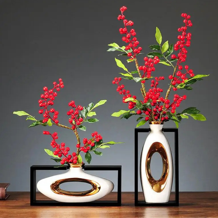 Vase Chinois en Céramique avec Cadre | Élégance Rétro