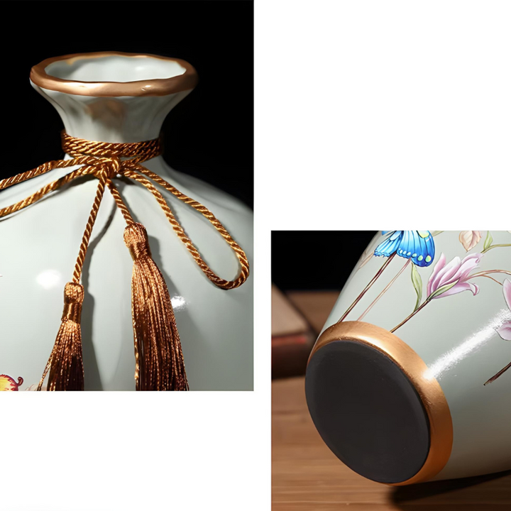 Ensemble de 2 Vases Décoratifs avec Élément Assorti – Céramique de Luxe, 3 Pièces