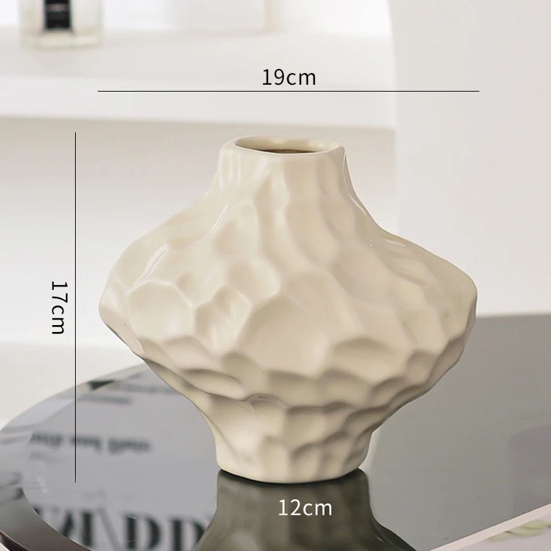 Vase à Fleurs Moderne Argenté Décoratif | Design Géométrique et Effet Martelé