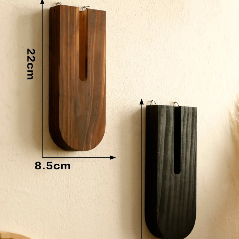 Vase à Fleurs Mural Scandinave Naturelle en Bois de Pin | Design Minimaliste et Décoratif