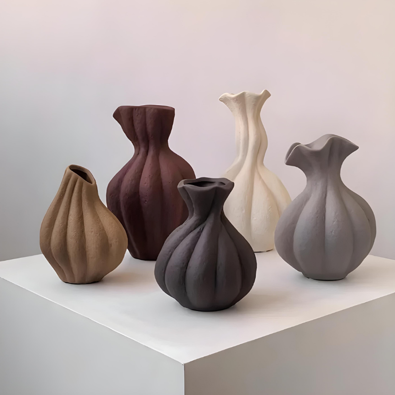 Vase Décoratif en Céramique Wabi-Sabi | Style Moderne et Artisanal