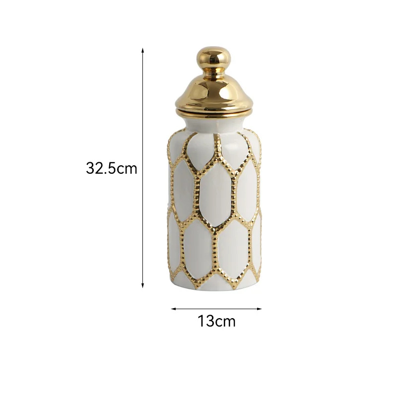 Vase Blanc Prestige | Céramique Élégante et Finition Or Raffinée