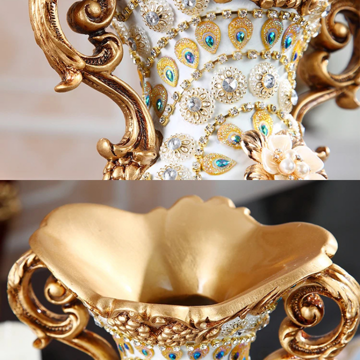 Petit Vase Antique Décoratif Doré | Résine Sculptée