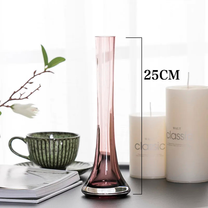 Vase Soliflore en Verre Transparent | Design Oblique Moderne