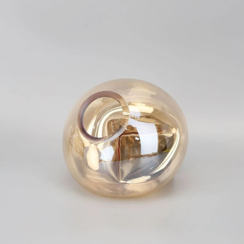 Petit Vase en Verre Ambre Moderne | Base en Marbre Élégante