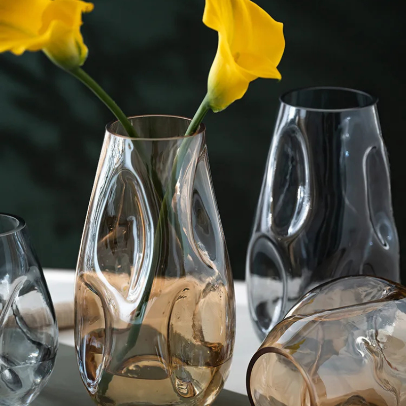 Petit Vase à Fleurs en Verre Scandinave Minimaliste | Design Irrégulier Décoratif