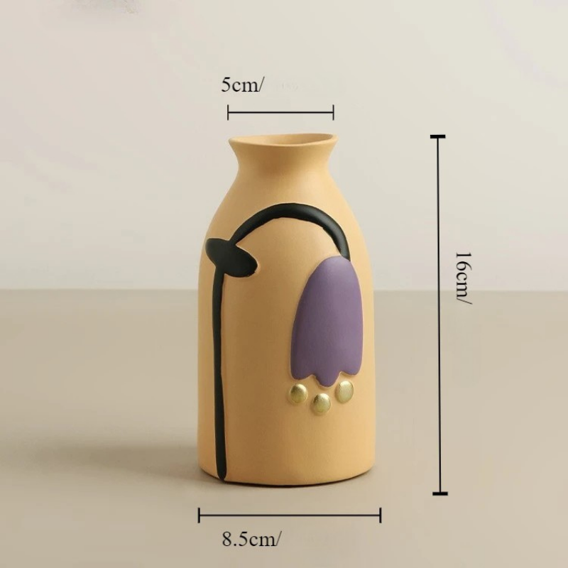 Vase en Céramique Nordique | Peint à la Main - Style Morandi