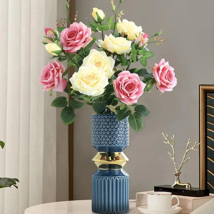 Vase à Fleurs Doré en Céramique | Décoratif, Luxueux et Moderne
