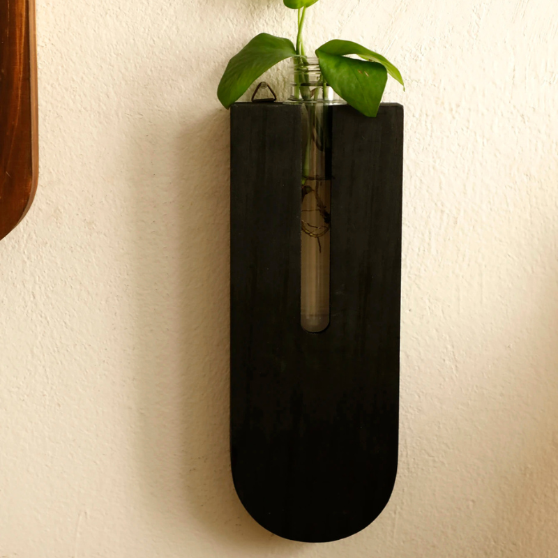 Vase à Fleurs Mural Scandinave Naturelle en Bois de Pin | Design Minimaliste et Décoratif
