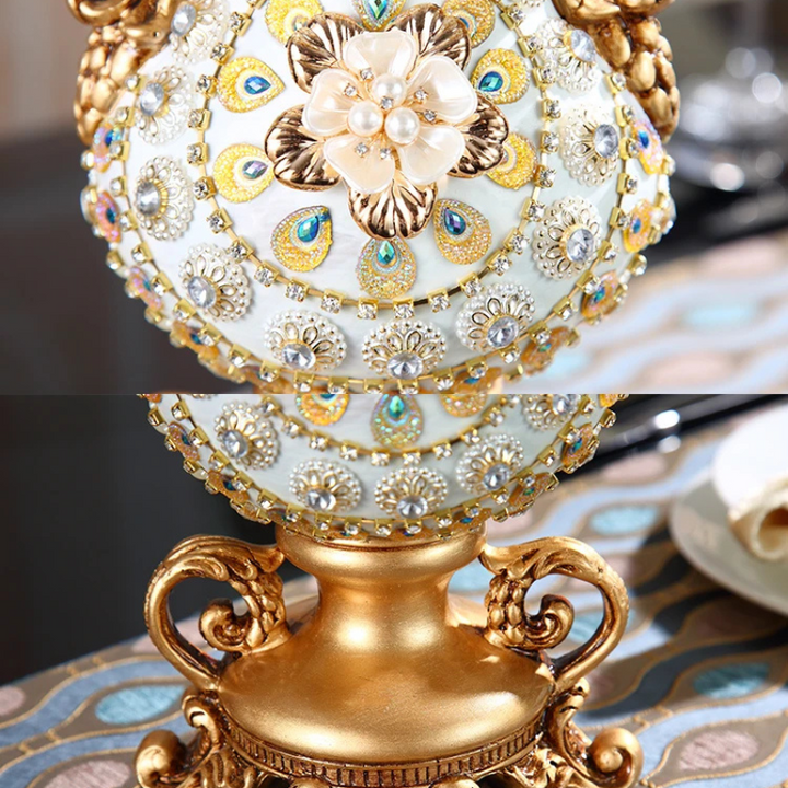 Petit Vase Antique Décoratif Doré | Résine Sculptée