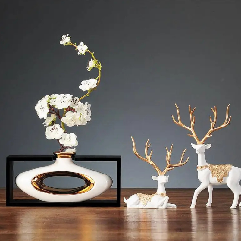 Vase Chinois en Céramique avec Cadre | Élégance Rétro