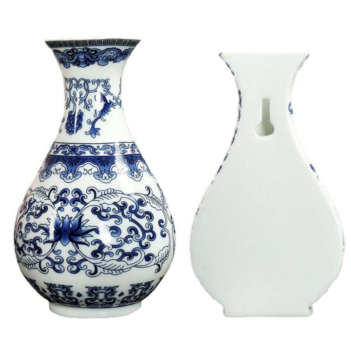 Vase Mural Chinois en Porcelaine Bleu et Blanc | L’Élégance Vintage