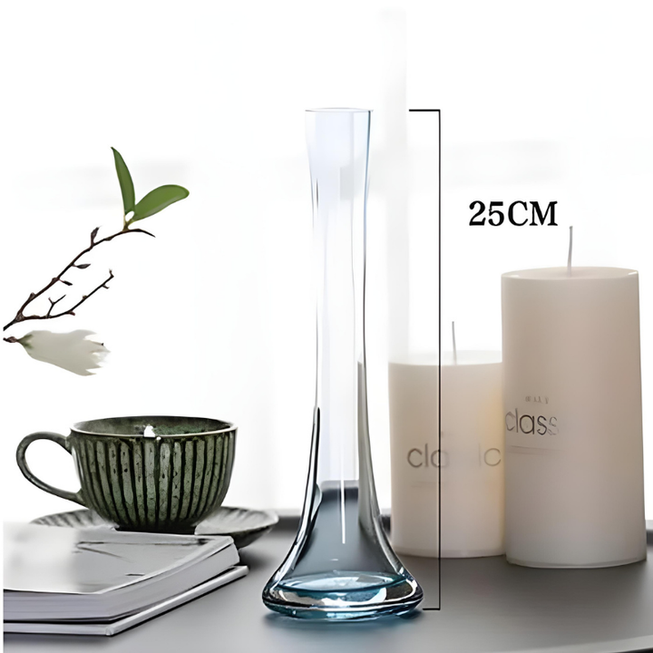 Vase Soliflore en Verre Transparent | Design Oblique Moderne