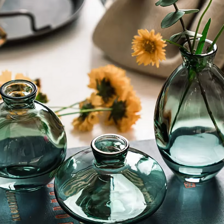 Ensemble de Trois Petits Vases en Verre | Design Moderne et Raffiné