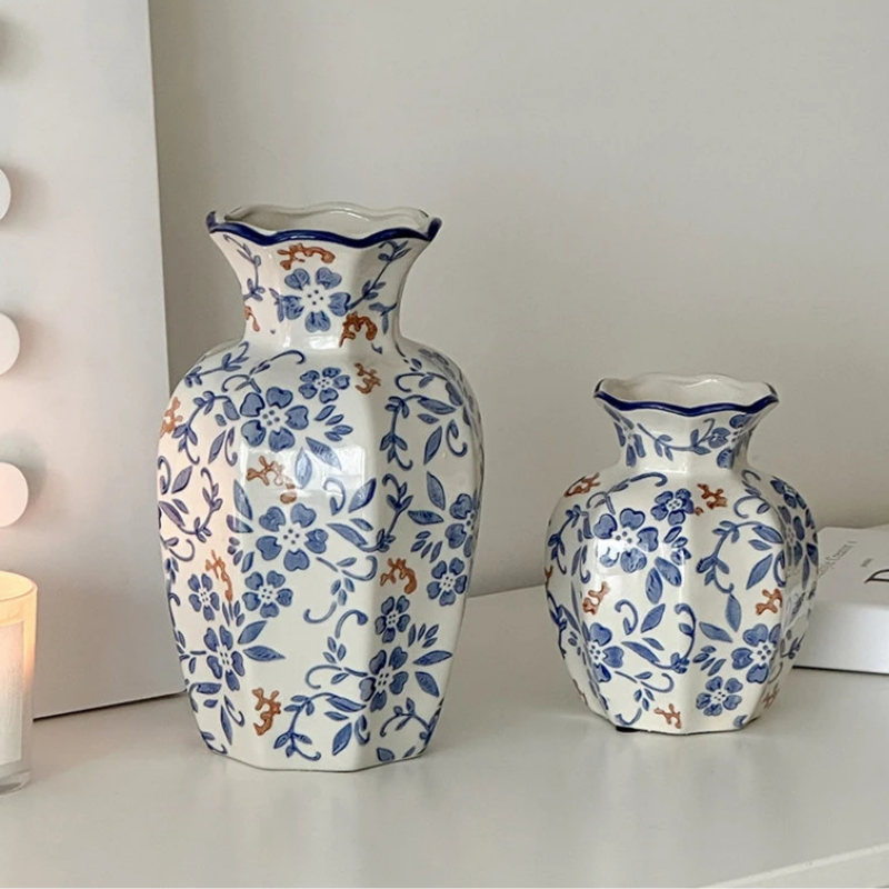 Vase en Céramique Blanc au Style Chinois | Décoratif et Vintage