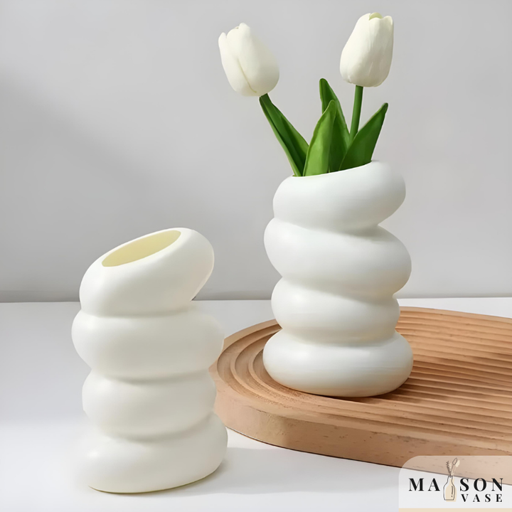 Petit Vase Blanc | Design Moderne en Spirale