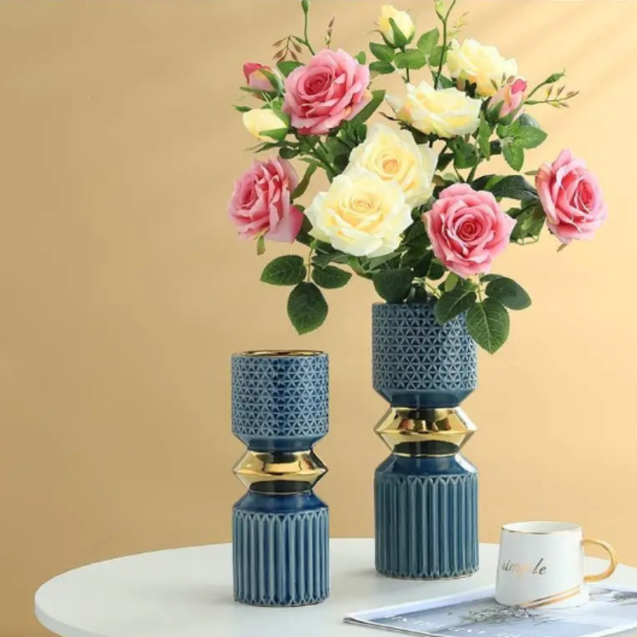 Vase à Fleurs Doré en Céramique | Décoratif, Luxueux et Moderne