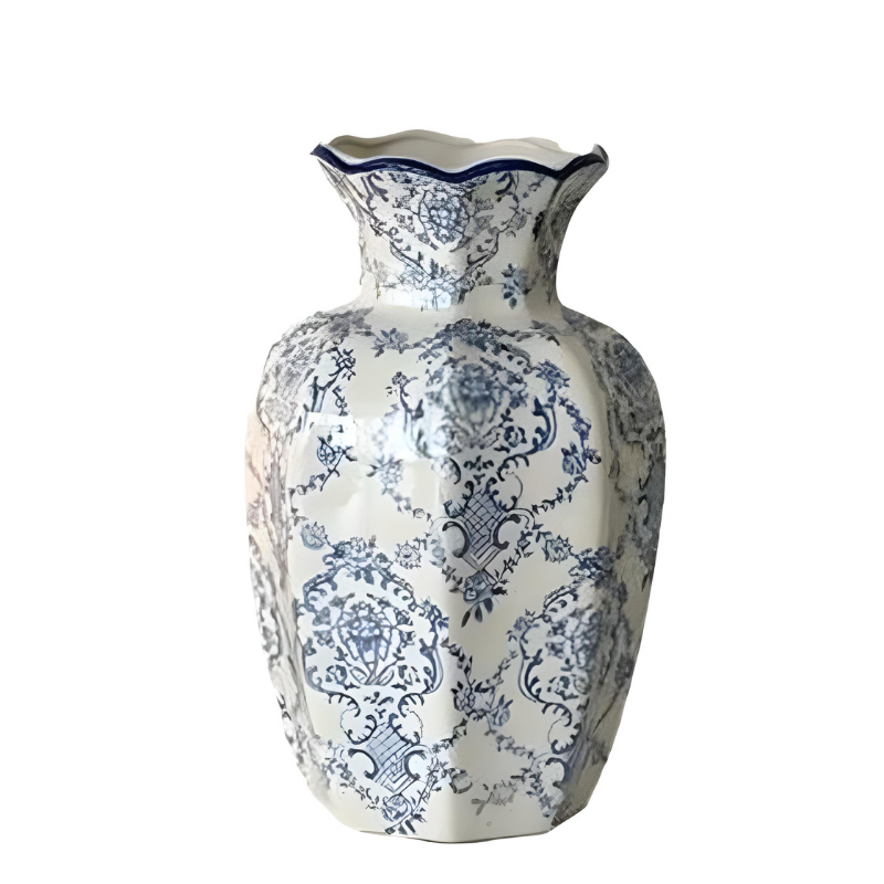 Vase en Céramique Blanc au Style Chinois | Décoratif et Vintage