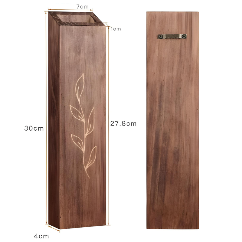 Grand Vase à Fleurs Mural en Bois Sculpté | Style Bohème Naturel