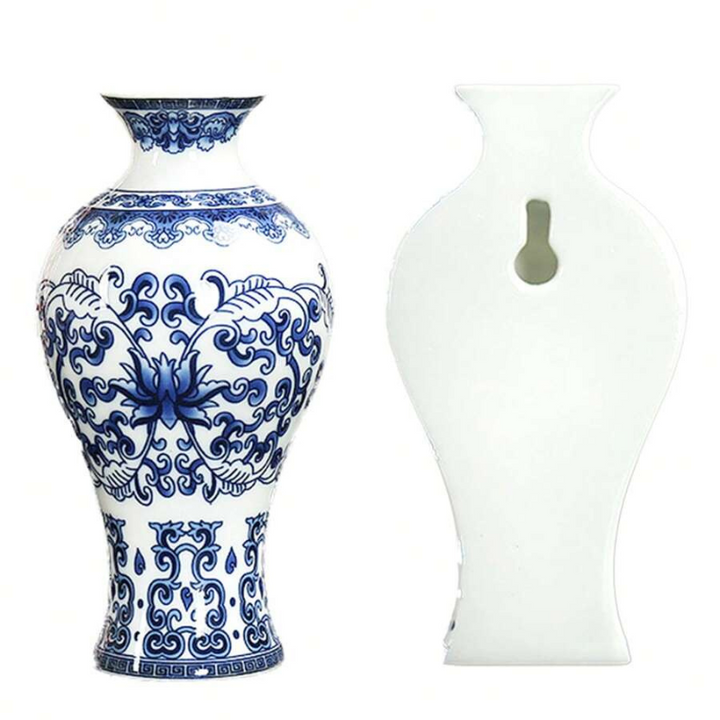 Vase Mural Chinois en Porcelaine Bleu et Blanc | L’Élégance Vintage