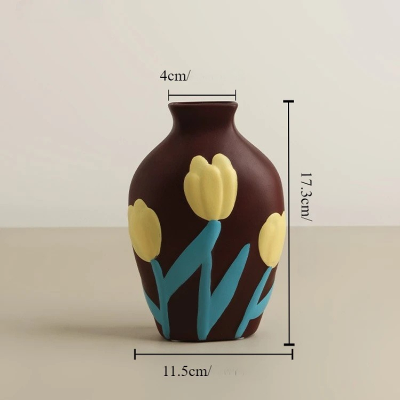 Vase en Céramique Nordique | Peint à la Main - Style Morandi
