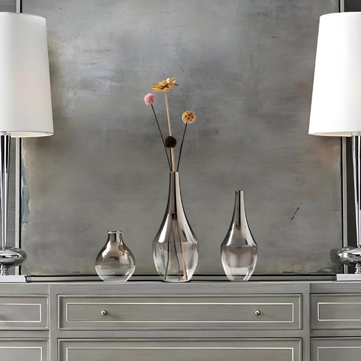 Vase à Fleurs Scandinave en Verre | Dégradé Argenté et Élégant
