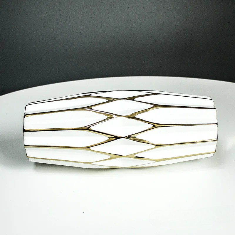 Vase à Fleurs Nordique Blanc | Céramique et Dorures Élégantes