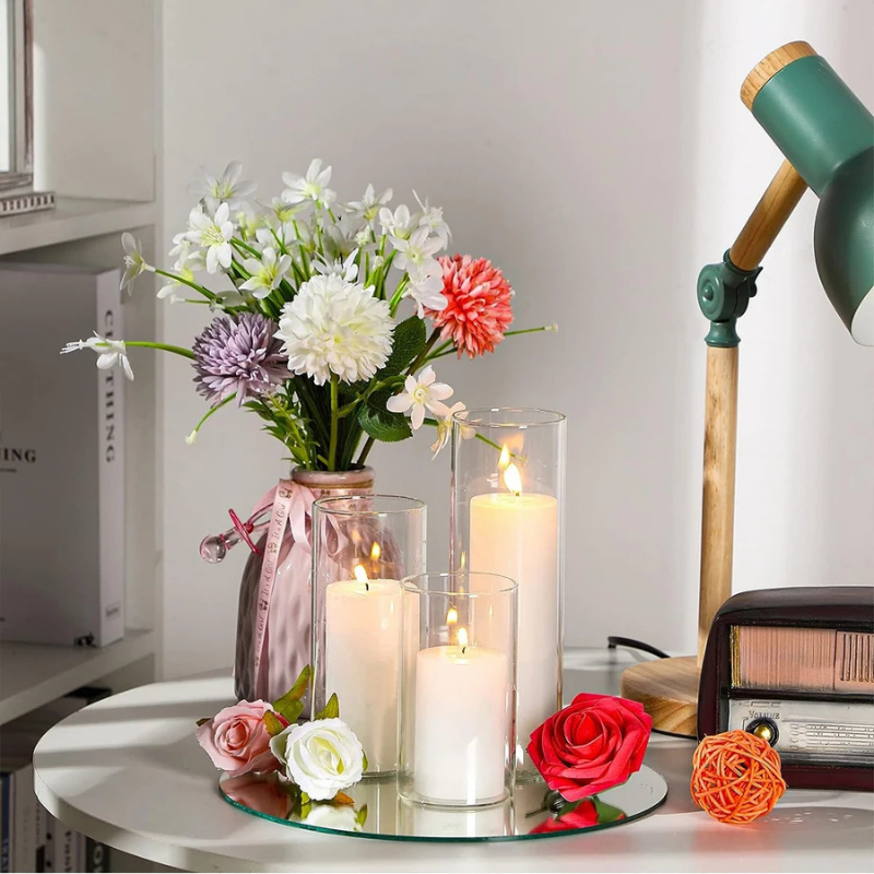 Vase Cylindrique Transparent en Verre | Design Minimaliste et Décoratif