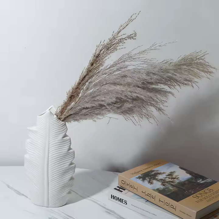 Vase à Fleurs en Céramique Blanche | Plume Élégant
