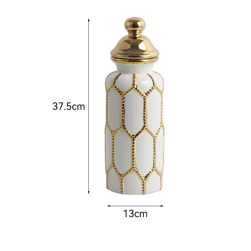Vase Blanc Prestige | Céramique Élégante et Finition Or Raffinée