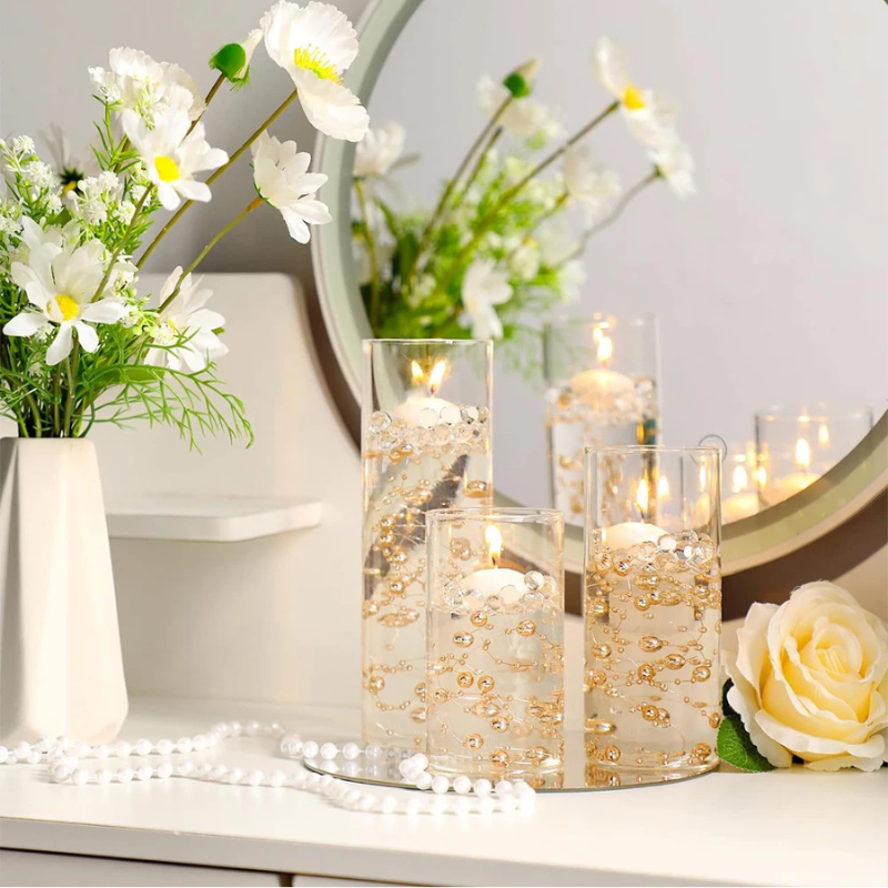 Vase Cylindrique Transparent en Verre | Design Minimaliste et Décoratif