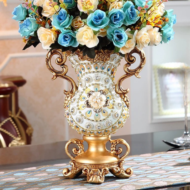 Petit Vase Antique Décoratif Doré | Résine Sculptée