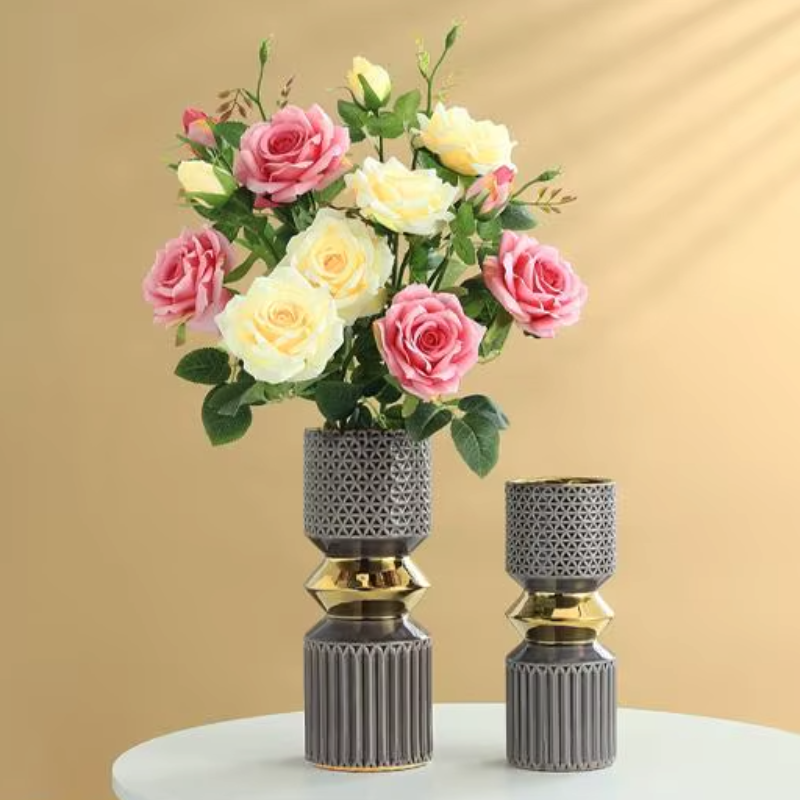 Vase à Fleurs Doré en Céramique | Décoratif, Luxueux et Moderne