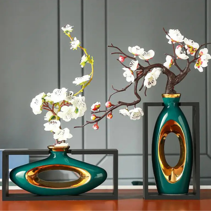 Vase Chinois en Céramique avec Cadre | Élégance Rétro