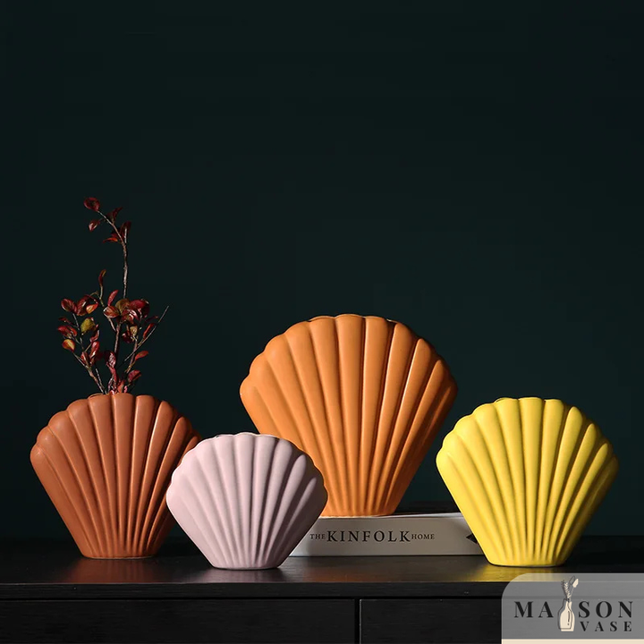 Vase à Fleurs Coquillage Décoratif | Céramique Moderne et Minimaliste