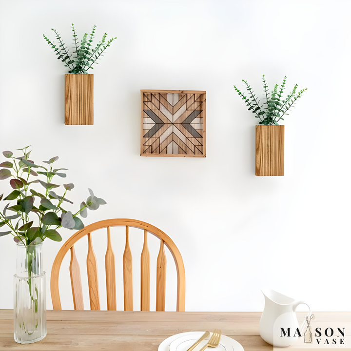 Petit Vase Mural en Bois | Décoratif, Boho, Rustique et Moderne