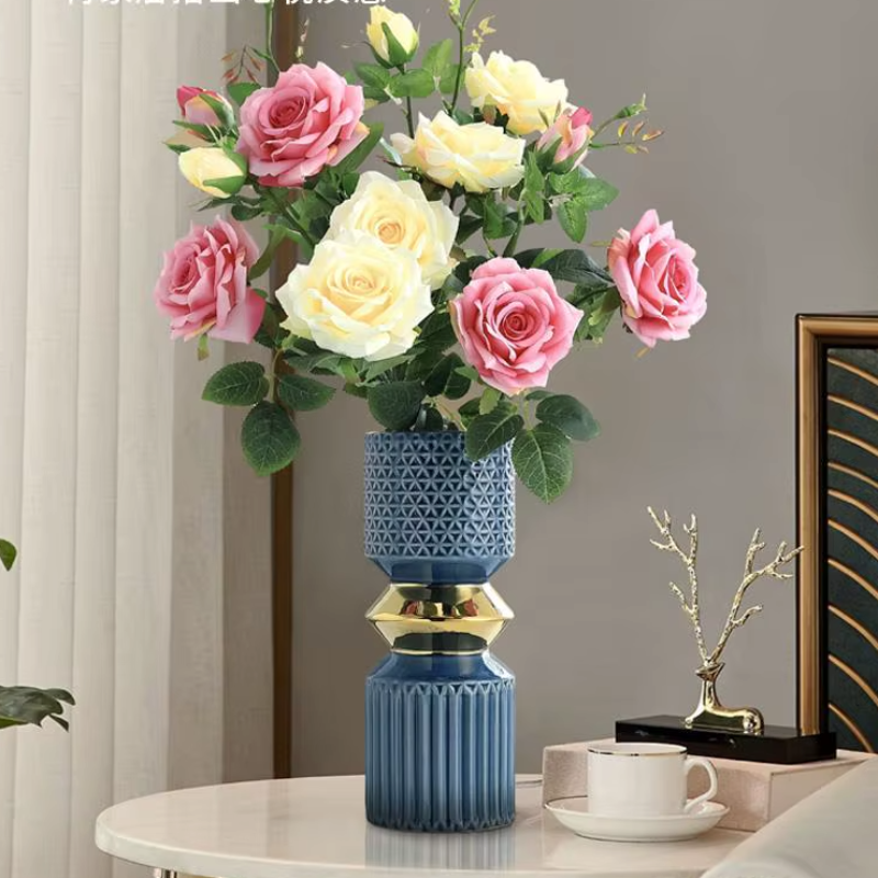 Vase à Fleurs Doré en Céramique | Décoratif, Luxueux et Moderne