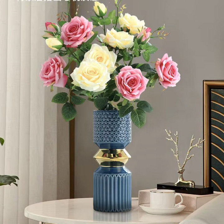 Vase à Fleurs Doré en Céramique | Décoratif, Luxueux et Moderne