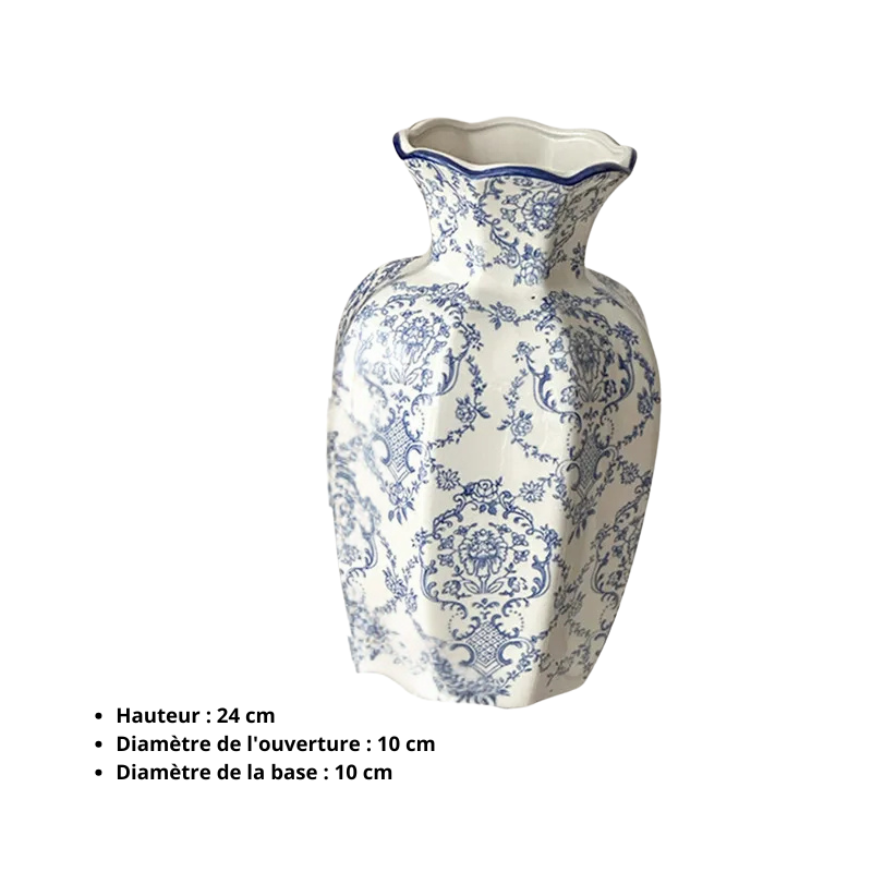 Vase en Céramique Blanc au Style Chinois | Décoratif et Vintage