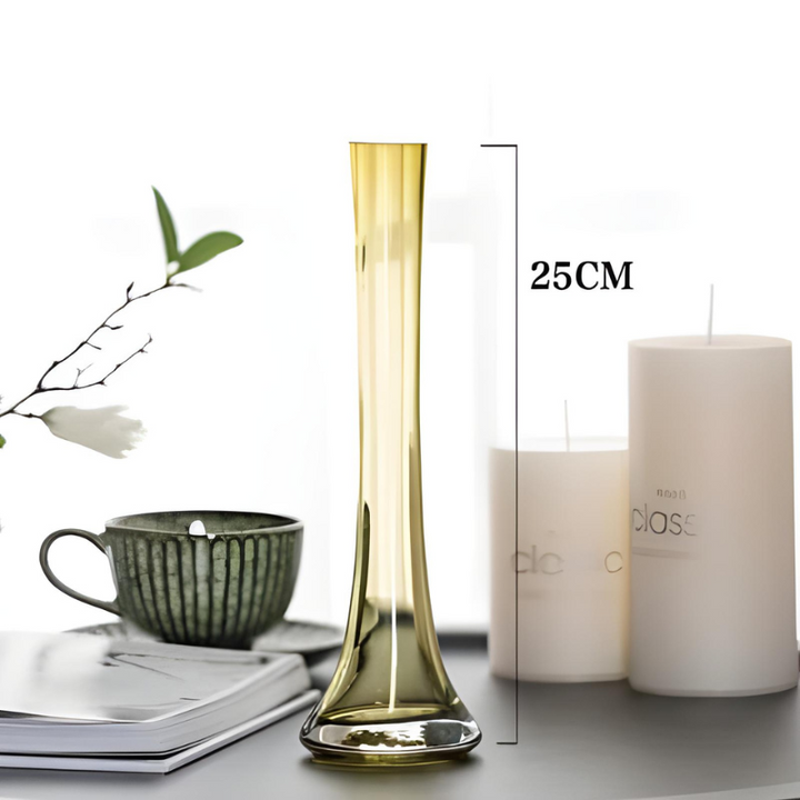 Vase Soliflore en Verre Transparent | Design Oblique Moderne