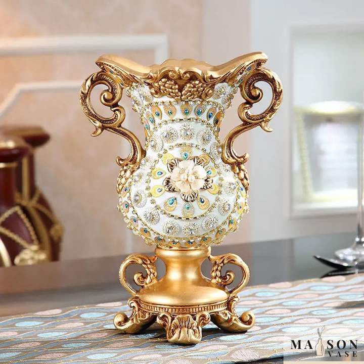 Petit Vase Antique Décoratif Doré | Résine Sculptée