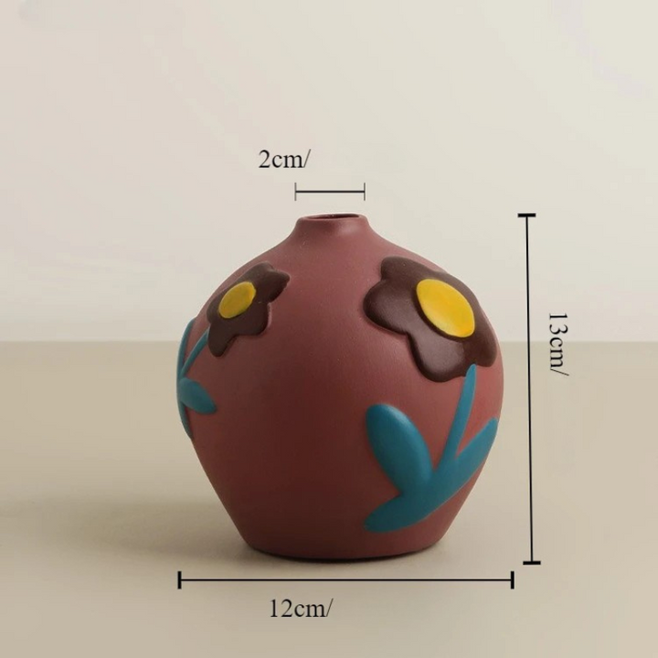 Vase en Céramique Nordique | Peint à la Main - Style Morandi