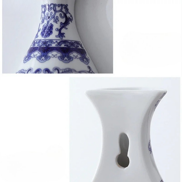 Vase Mural Chinois en Porcelaine Bleu et Blanc | L’Élégance Vintage